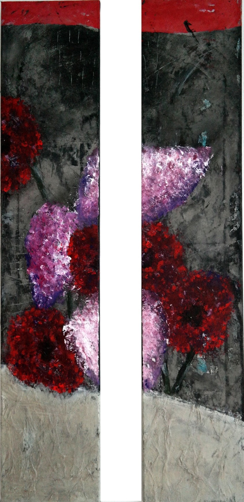 Silberblumen – Acryl auf Leinwand